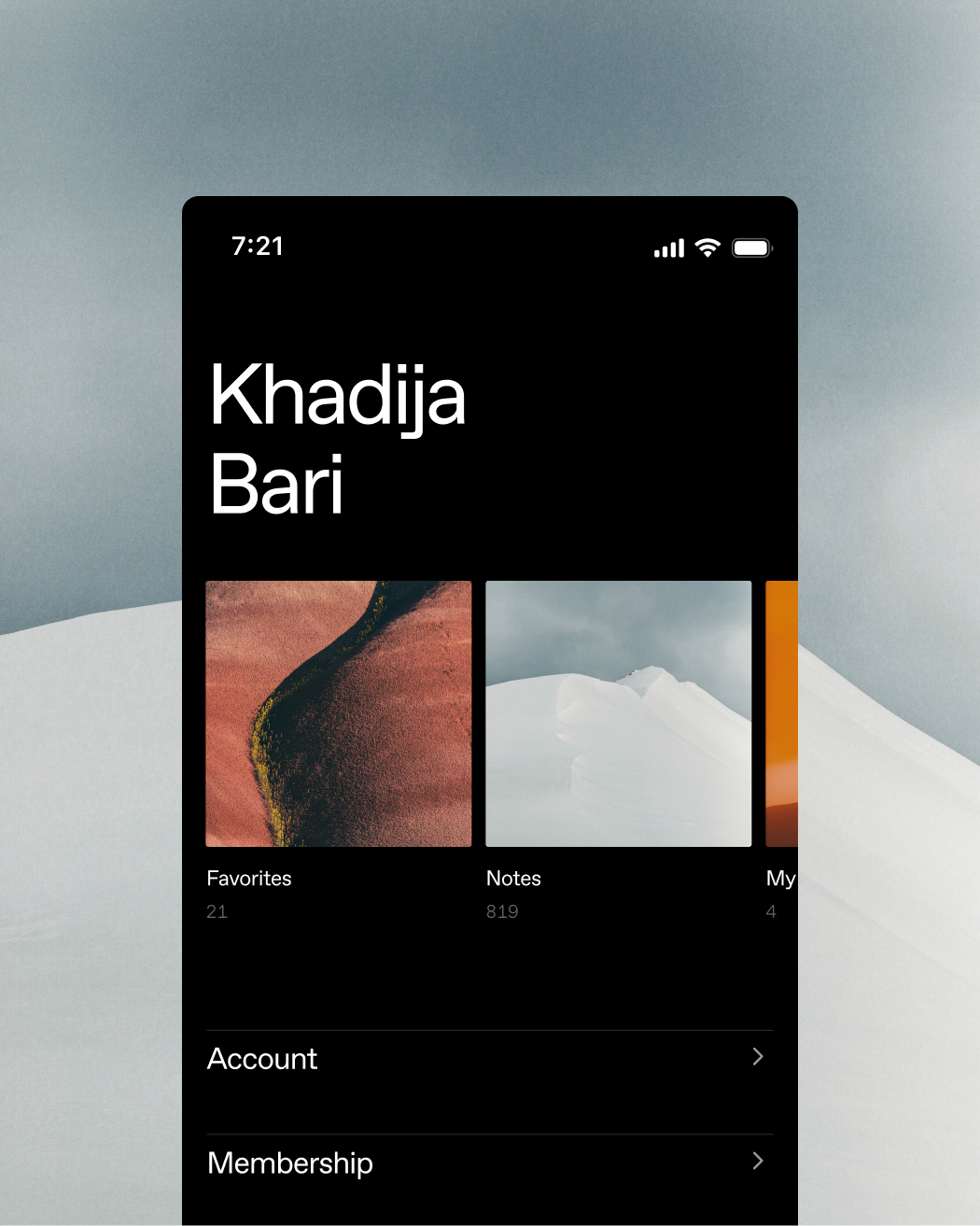 Behold profile screen for Khadija Bari